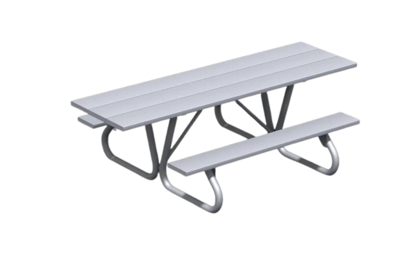ADA Table 6' Aluminum Slat Galvanized